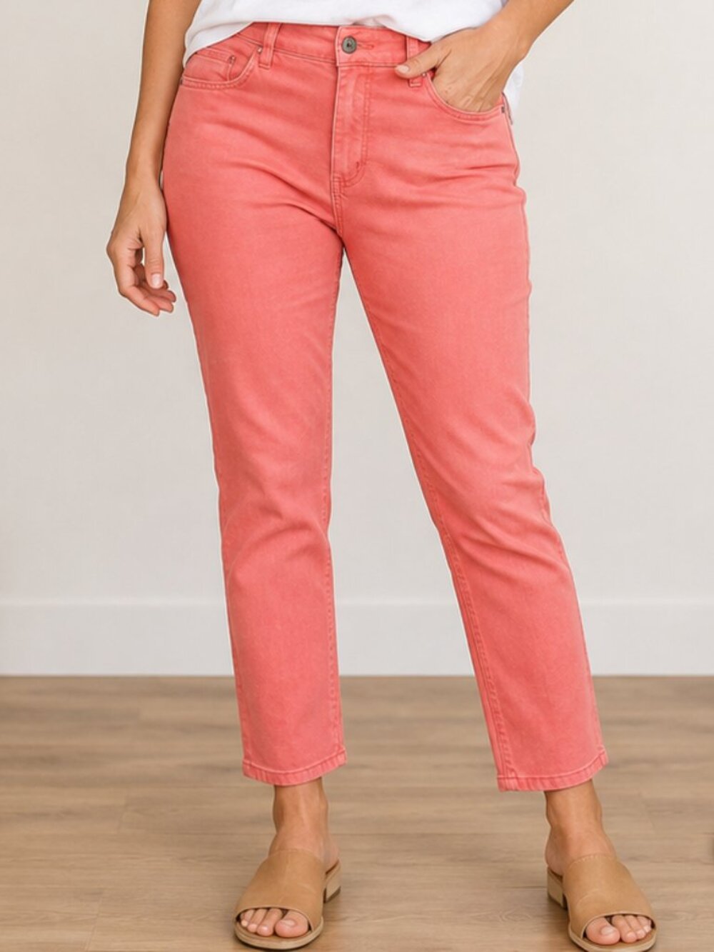 Santana Women's Coral Straight Leg Pants Size 14 Stretch Casual Career Jeans